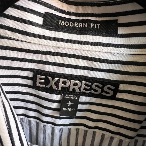 Express Stripe Modern Fit Button Up Shirt SZ L - Picture 6 of 7